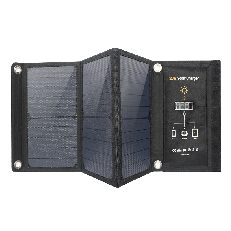 Водонепроницаемая солнечная панель для походов на открытом воздухе 5 В 20 Вт для Iphone power bank, Солнечное USB Портативное Солнечное зарядное устройство, аксессуары для кемпинга Изображение 0