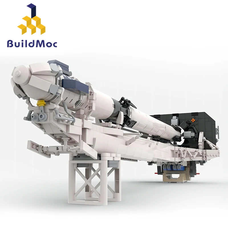 BuildMOC Space 9 Transporter Erector (TE) Ракета в масштабе 1:110, Строительные блоки, Космическая ракета-носитель, Кирпичная игрушка, подарки для детей Изображение 0