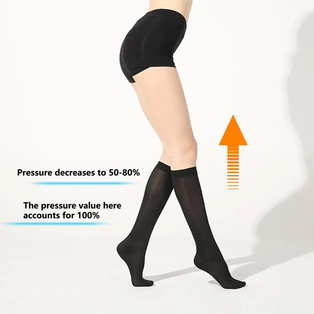 1 пара компрессионных чулок, носки высокой эластичности ниже колена, защита ног, носки средней длины, женские летние чулки Изображение 2