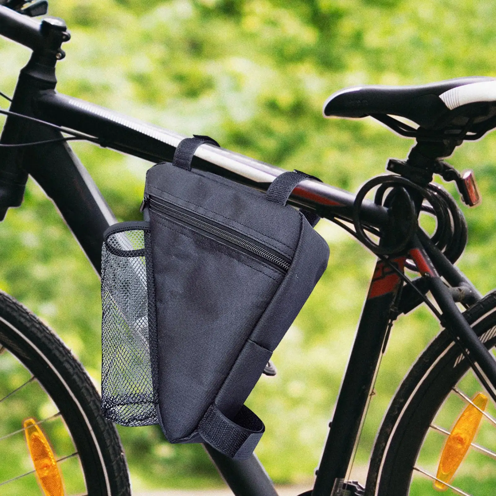 Сумка для хранения горного велосипеда с сеткой для бутылки с водой, сумка для передней рамы велосипеда, велоспорт Изображение 2