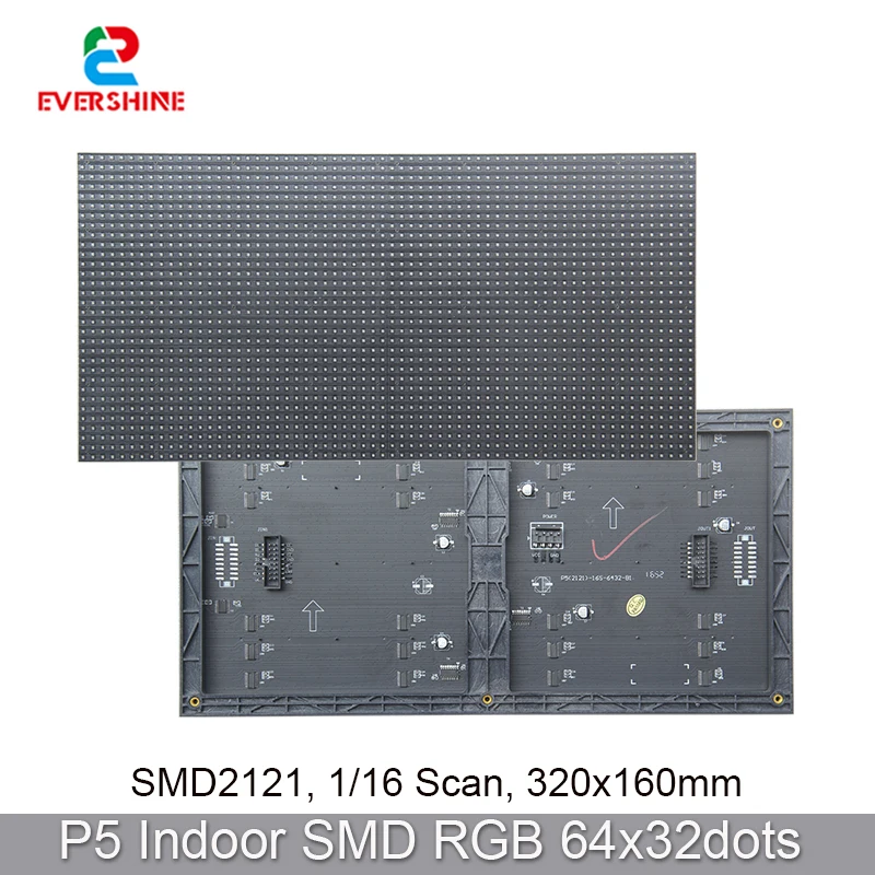 Smd2121 P5 RGB Полноцветный 320x160 мм 64x32 пикселей 1/16 с Внутренняя Светодиодная панель Модульный дисплей Видеостена Изображение 0