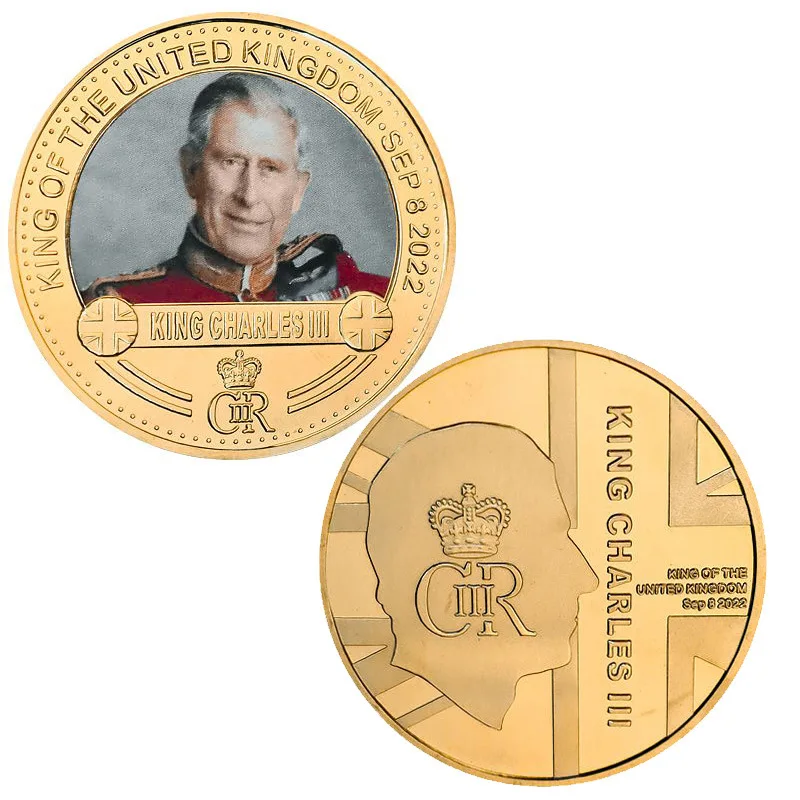 9 Дизайнов короля Англии Карла III, Позолоченные Памятные монеты, монеты из Королевского серебра Великобритании для сувенирного подарка Изображение 4