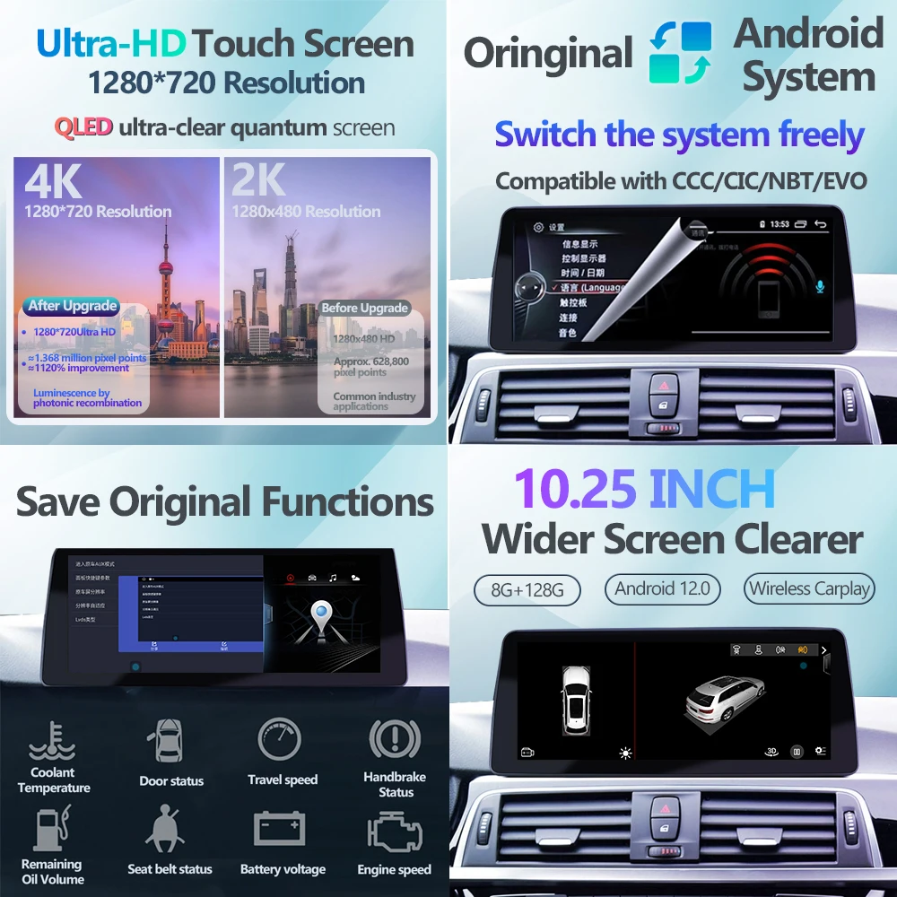 Для BMW 5 Серии G30 G31 G38 2018 Android 12 Автомобильный Мультимедийный Видеоплеер 12,3-дюймовая Система EVO 2018 - 2021 Навигация Авто 4G IPS Изображение 3