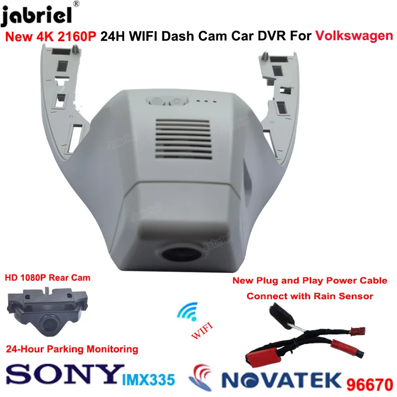 Авто Wifi 4K 2160P Автомобильный Видеорегистратор Dash Cam Камера 24H Видеорегистратор для вождения Dashcam для Volkswagen VW T-Roc AC7 A11 2017-2022 Простая Установка Изображение 0