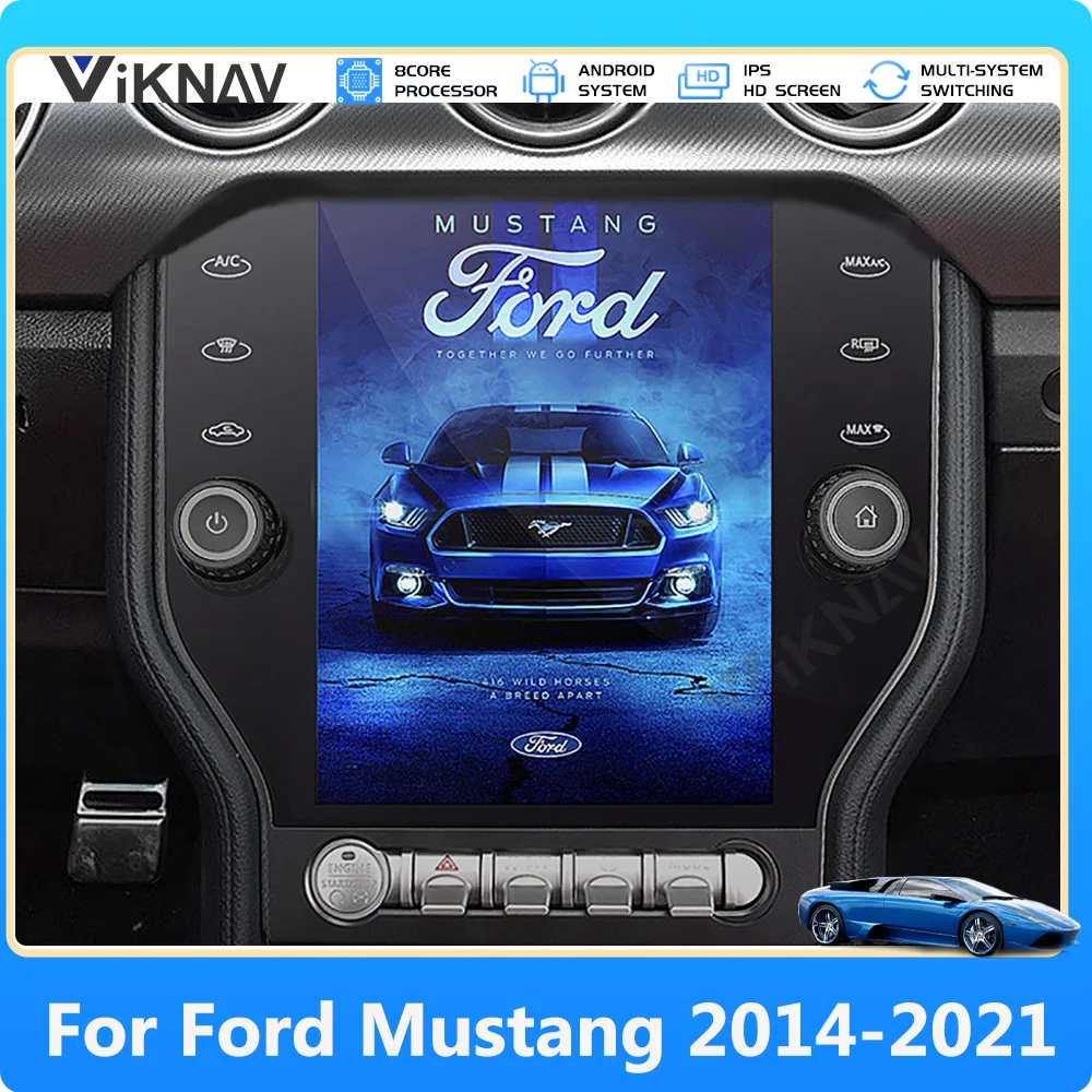 Автомобильное радио Qualcomm Snapdragon Для FORD Mustang 2014-2020 2021 Беспроводной CarPlay 8-Ядерный Головной блок Android Автоаудио Плеер GPS Изображение 0