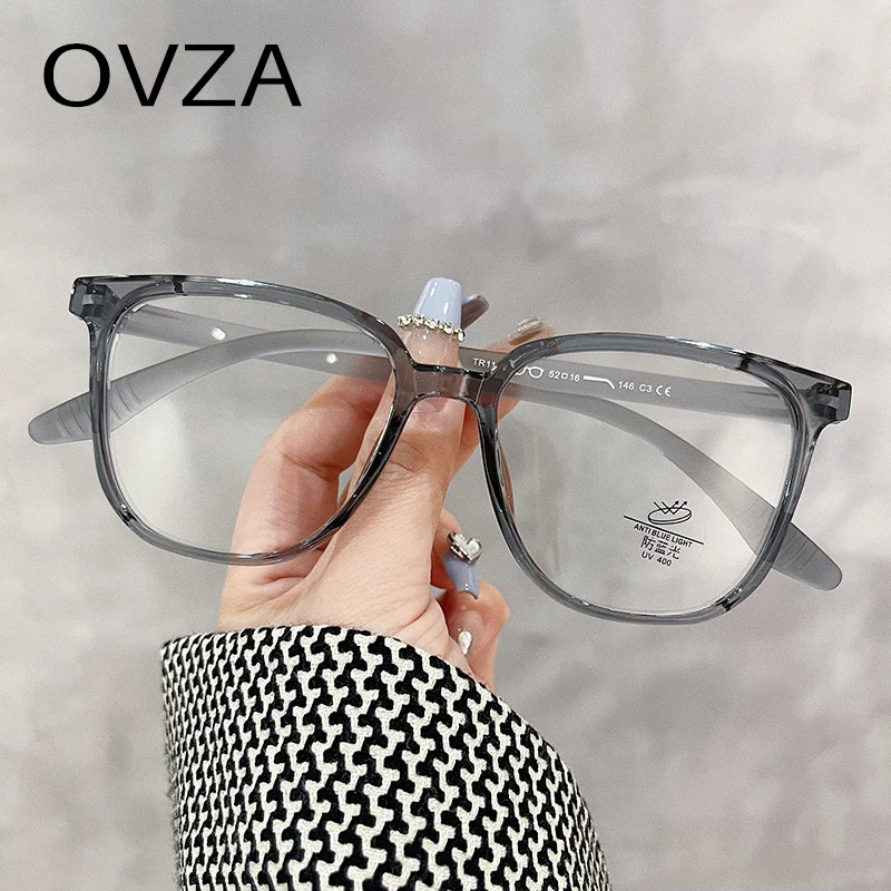 OVZA 2023 Новая большая оправа для очков, женская мода, TR90, синие легкие очки, мужские, защищающие от усталости, высокое качество, S5082 Изображение 2