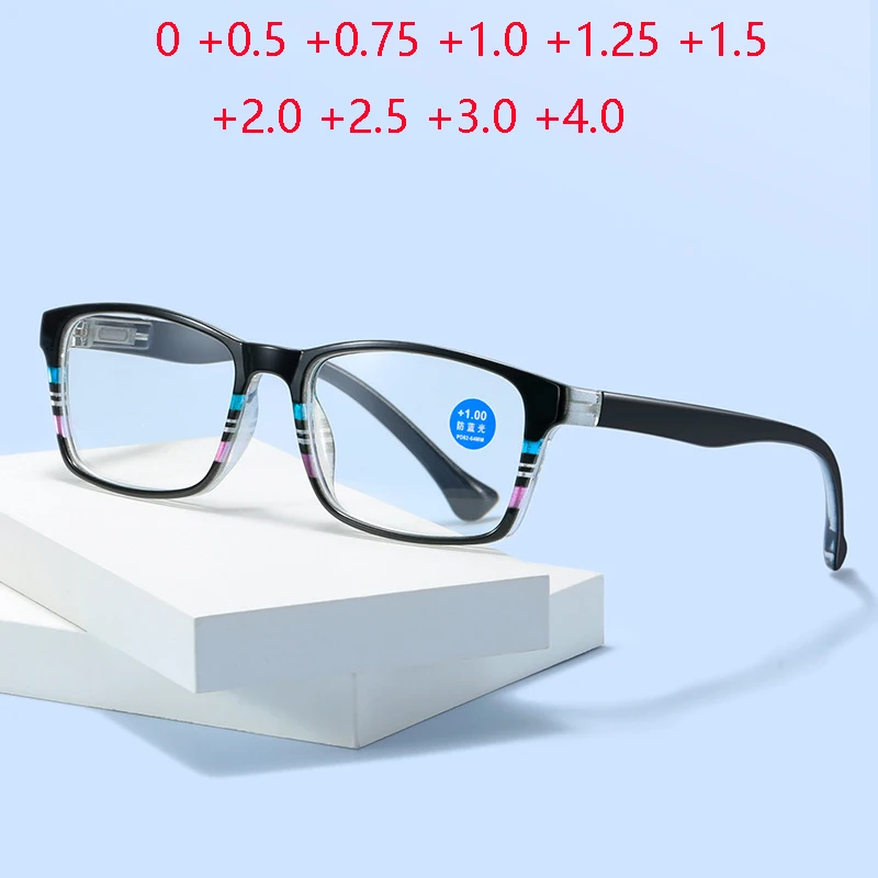 Женщины Мужчины, Квадратные очки для дальнозоркости с защитой от синего света для пожилых людей, Очки с пружинным шарниром, Очки по рецепту с диоптриями от + 1,0 до + 4,0 Изображение 0
