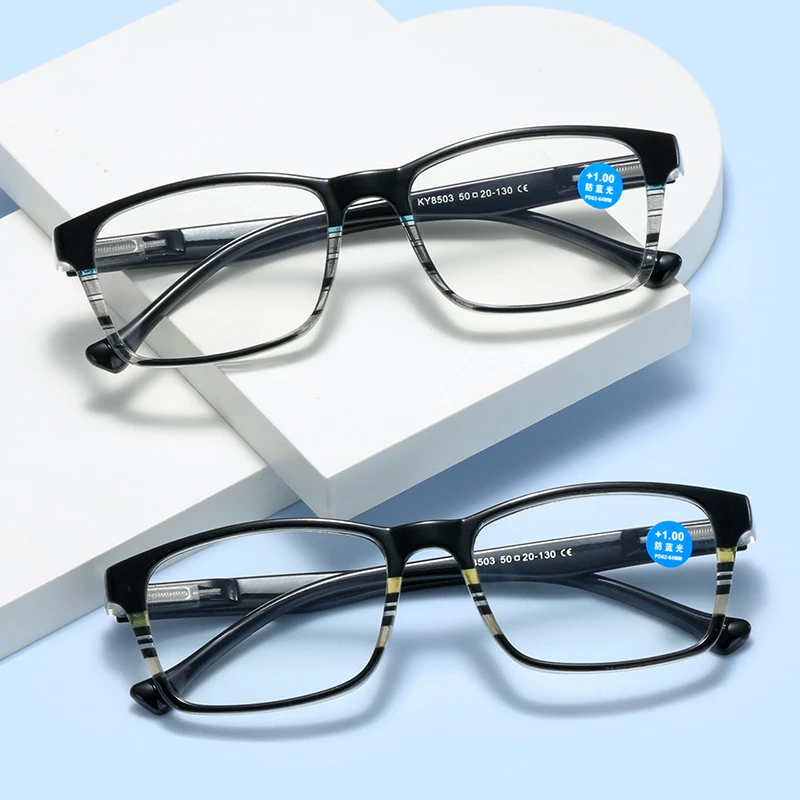 Женщины Мужчины, Квадратные очки для дальнозоркости с защитой от синего света для пожилых людей, Очки с пружинным шарниром, Очки по рецепту с диоптриями от + 1,0 до + 4,0 Изображение 5