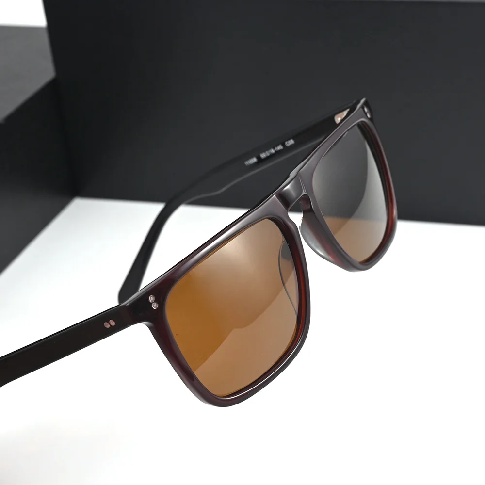 Солнцезащитные очки ROCKJOY для мужчин и женщин в высококачественной ацетатной оправе G15 Солнцезащитные очки для мужчин с защитой от царапин Черно коричневых оттенков Изображение 0