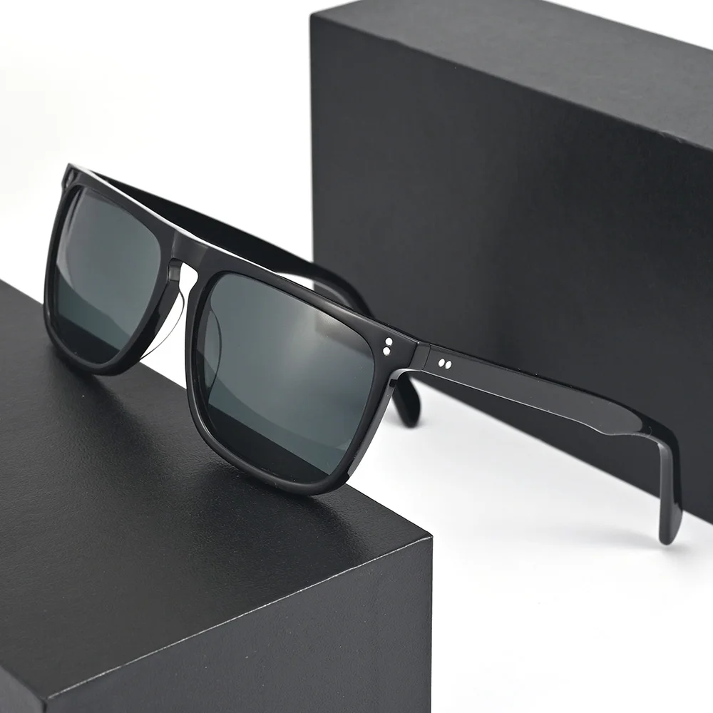 Солнцезащитные очки ROCKJOY для мужчин и женщин в высококачественной ацетатной оправе G15 Солнцезащитные очки для мужчин с защитой от царапин Черно коричневых оттенков Изображение 2