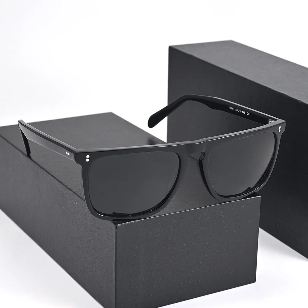 Солнцезащитные очки ROCKJOY для мужчин и женщин в высококачественной ацетатной оправе G15 Солнцезащитные очки для мужчин с защитой от царапин Черно коричневых оттенков Изображение 3