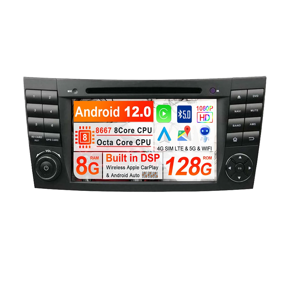 Для Benz E-Class W211 CLS W219 Android 12 128G Автомобильный Магнитофон GPS Навигация Автомобильный DVD-плеер Мультимедийный Плеер Головное Устройство Изображение 0