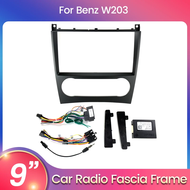 9-дюймовая Пластинчатая Панель Frame Fascias Для Mercedes Benz C-Class W203/CLC W203 Автомобильный Радиоприемник GPS Android Audio Dash Fitting Panel Kit Изображение 0