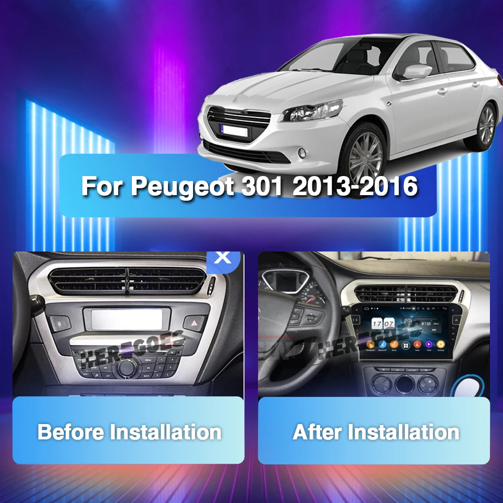 Carplay 720P DSP Автомагнитола 2 Din Android 11 Навигация Для Peugeot 301 Citroen Elysee 2013 2014 2015 2016 Авто GPS 8G + 128 ГБ Wifi Изображение 1