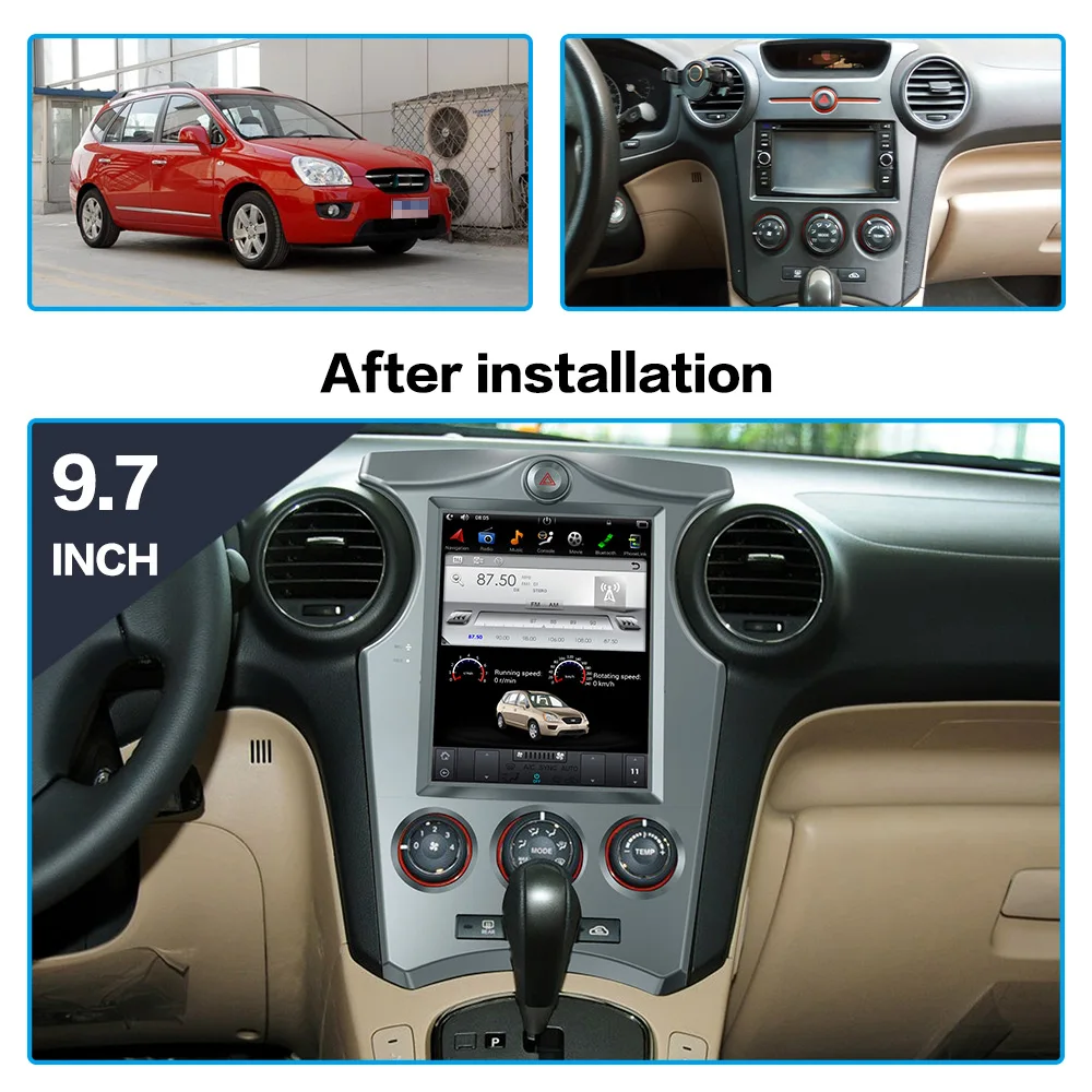 Автомобильный радиоприемник в стиле Android Tesla, вертикальный экран для KIA Carens 2006 2007 -2011 GPS Навигационный рекордер, мультимедийное стерео головное устройство Изображение 1