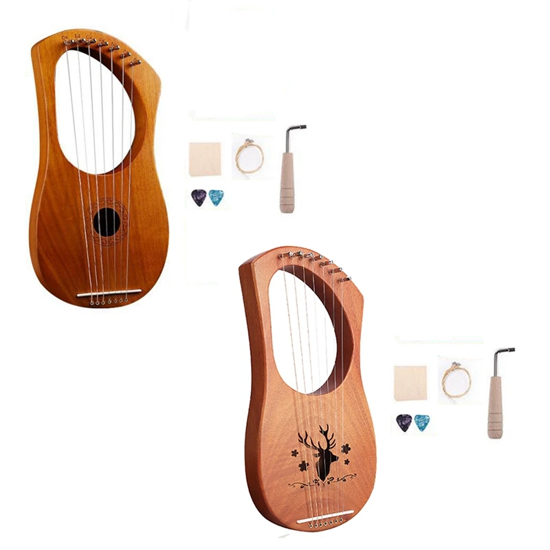 7-Струнная Лира, Арфа, Деревянный Струнный инструмент С сумкой для переноски, дополнительным набором струн и аксессуарами в стиле Изображение 0