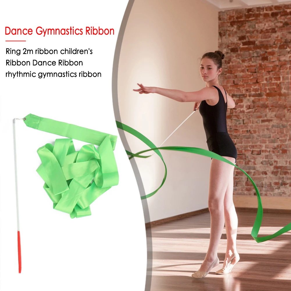 ленты для гимнастических танцев длиной 2 метра, ритмическое оборудование, балетный серпантин, вертушка с радужной палочкой для детей Изображение 5