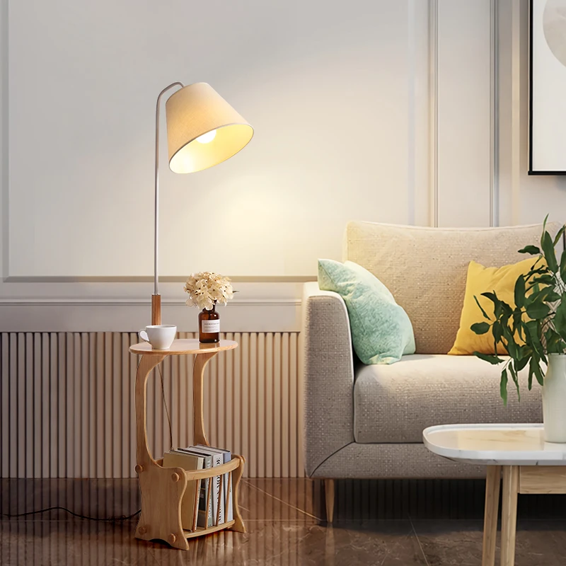 YY Простая прикроватная лампа для спальни, журнальный столик в гостиной, напольная настольная лампа из массива дерева рядом с диваном Изображение 1