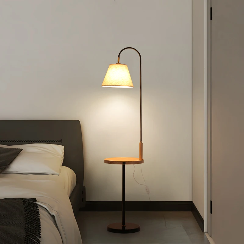 YY Простая прикроватная лампа для спальни, журнальный столик в гостиной, напольная настольная лампа из массива дерева рядом с диваном Изображение 2