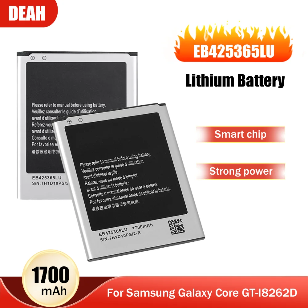 1700 мАч EB425365LU Перезаряжаемый Аккумулятор Для Samsung Galaxy Core GT-I8262D GT-I8268 SCH-i829 Сменный Литиевый Аккумулятор Изображение 0