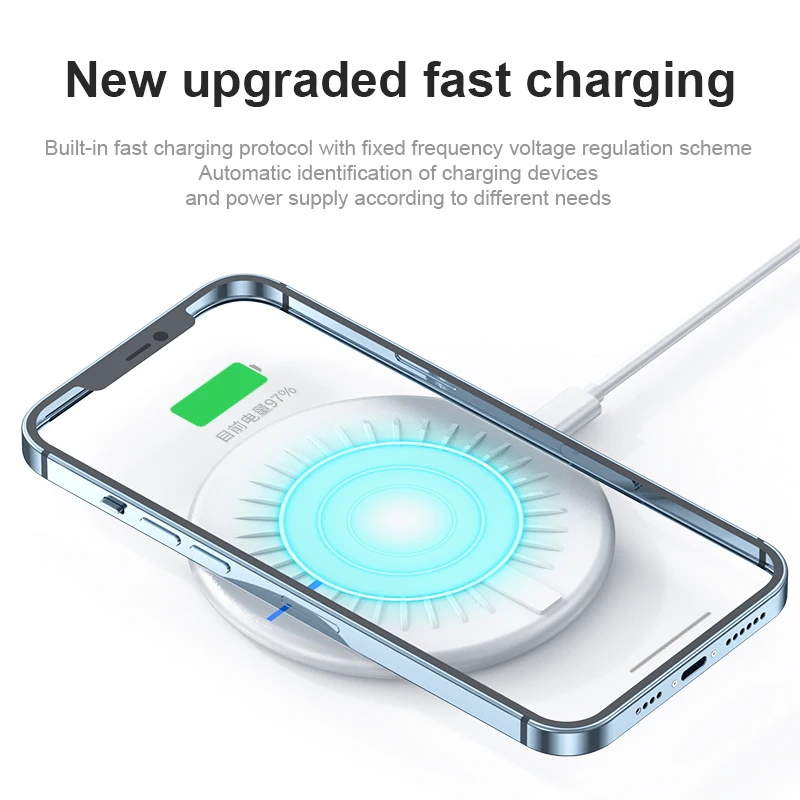 Новая настольная беспроводная зарядка для мобильного телефона, беспроводное зарядное устройство для iPhone Samsung Xiaomi Android, круглая ультратонкая быстрая зарядка Изображение 3