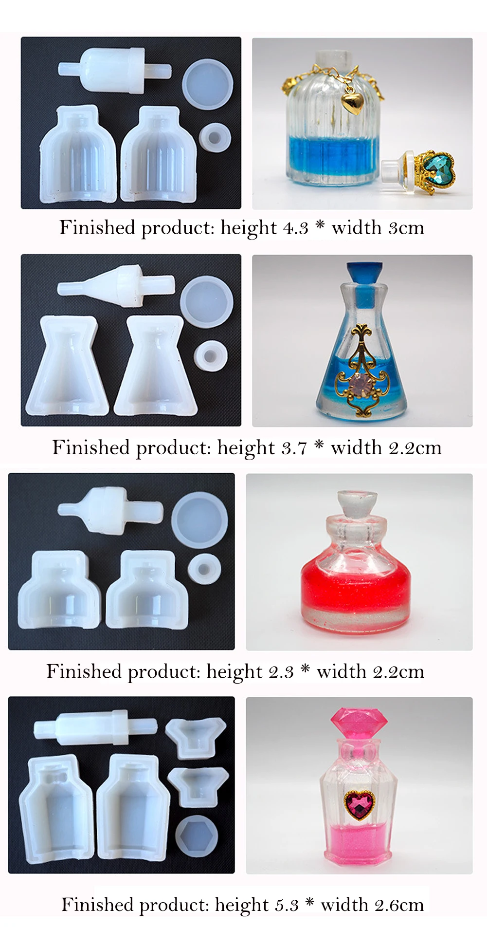 3D форма для бутылки Форма для стеклянной бутылки Эпоксидная силиконовая форма Бутылка УФ-смола эпоксидная силиконовая форма Форма для нанесения клея Ювелирное литье Изображение 5
