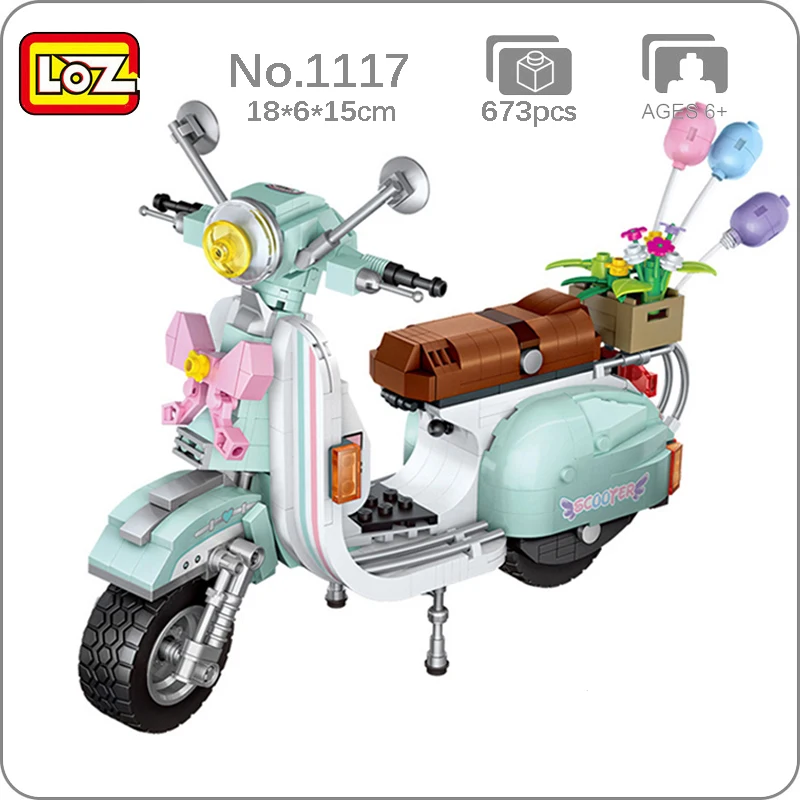 LOZ 1117 Мотоцикл Скутер Мотор Велосипед Велосипед Воздушный Шар Цветок Транспортное Средство Мини Блоки Кирпичи Строительная Игрушка Для Детей Подарок Без коробки Изображение 0