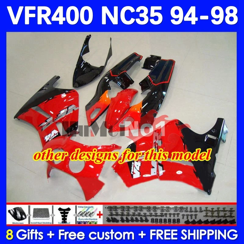 VFR400R Для HONDA VFR400 RVF VFR 400 R 400R NC35 94 95 96 97 98 152No.155 RVF400R 1994 1995 1996 1997 1998 Обтекатели черный серый Изображение 1