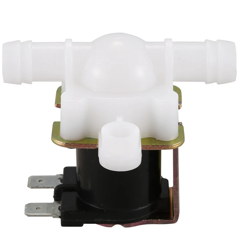 3/8-дюймовый электрический электромагнитный клапан с зазубриной 12 В постоянного тока, пластиковый корпус, 12-вольтовый клапан постоянного тока для автоматических смесителей, питьевых фонтанчиков-без давления, whi Изображение 0
