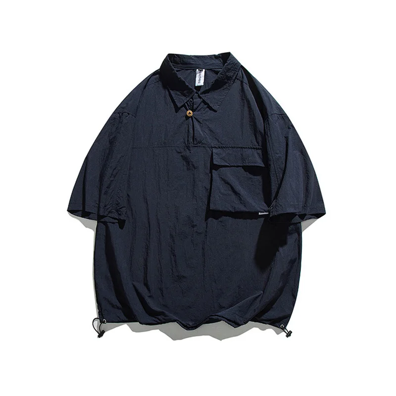 Летние Мужские Уличные Быстросохнущие Свободные Повседневные рубашки-пуловеры с коротким рукавом Cityboy Japan Harajuku Streetwear Винтажная рубашка Изображение 1