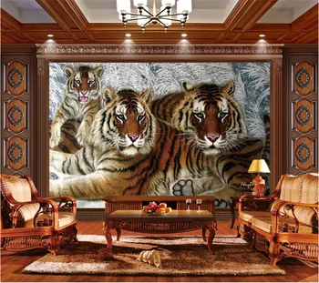 wellyu Пользовательские обои 3D семья тигров теплая группа гостиная диван фон гостиная спальня фоновые обои