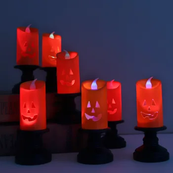 Светодиодная лампа для Хэллоуина, тыквенный подсвечник, Хэллоуин, Карнавал, Реквизит, атмосфера праздничного ужаса, настольные украшения