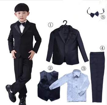 2018 Официальный бело-черный костюм для мальчика, детские блейзеры, костюм для мальчика на свадьбу, весенне-осенние свадебные костюмы для мальчиков, комплекты для крещения новорожденных