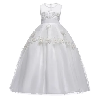 2019 Детские вечерние платья для девочек-подростков, Белое Элегантное платье принцессы для вечеринки на День рождения, Детский костюм