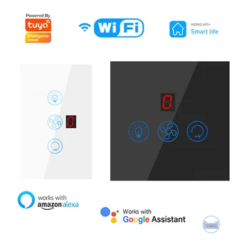 TUYA WIFI Bluetooth вентилятор выключатель света США ЕС Сенсорный умный выключатель Умный дом Работает с приложением Smart Life Через Alexa Google Home Echo