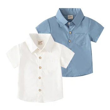 Крутые тканевые рубашки для мальчиков, Летняя качественная детская одежда, детские топы, школьная форма для малышей