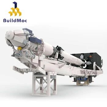 BuildMOC Space 9 Transporter Erector (TE) Ракета в масштабе 1:110, Строительные блоки, Космическая ракета-носитель, Кирпичная игрушка, подарки для детей