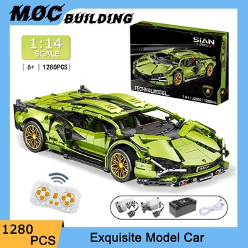 Масштабные модели MOC 1: 14 Спортивный автомобиль Строительные блоки Городской скоростной автомобиль Сборка кирпичей Детские игрушки для взрослых подарок 1280ШТ
