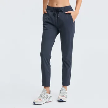 новые свободные штаны для йоги с завязками, карманы для женщин, Джоггеры для бега трусцой с высокой талией, Тренировочные спортивные брюки, женские спортивные брюки