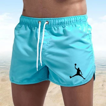 Бренд 2023, мужские быстросохнущие пляжные шорты с карманами на молнии и сетчатой подкладкой, дышащие и удобные шорты