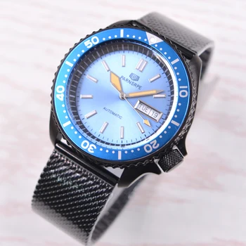 42 мм Роскошные Мужские Механические Часы PARNSRPE со светящимся Синим циферблатом и стальным браслетом