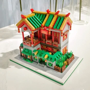 3D модель DIY, мини Алмазные блоки, кирпичи, здание Yihong Garden, магазин борделей, Китайская архитектурная игрушка для детей