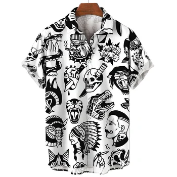 Гавайские мужские рубашки на гуманитарную тематику, Большой размер, короткий рукав, Молодежная энергия, Праздничная одежда, Топы с отложным воротником, блузка