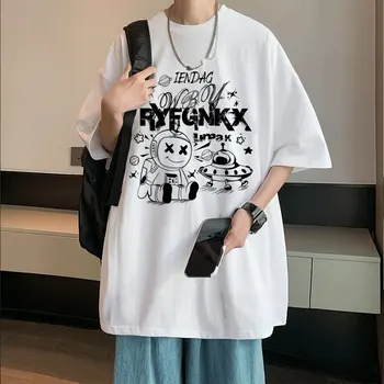 Кофейная черная Белая Темно-серая футболка бренда Tide с коротким рукавом, мужская летняя свободная футболка большого размера, американская ретро-футболка S-5XL
