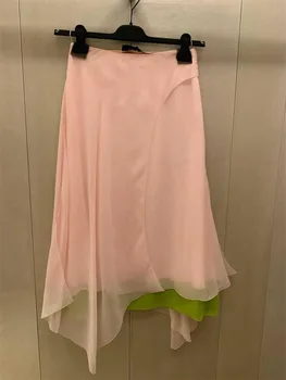 Газовая юбка с высокой талией, женская, весна-лето 2023, новая юбка МИДИ в стиле пэчворк super fairy