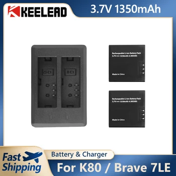 Аккумулятор Для Экшн-камеры KEELEAD K80 Аксессуары Для AKASO Brave 7LE 2-Полосное Зарядное Устройство 3,7 В 1350 мАч