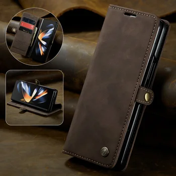 Матовый Кожаный Чехол Для Мобильного Телефона Samsung Galaxy Z Fold 4 5G Fold4 Fold5 Fold 5 Zfold4 Zfold5 Слот Для карт Памяти Полная Крышка Корпуса