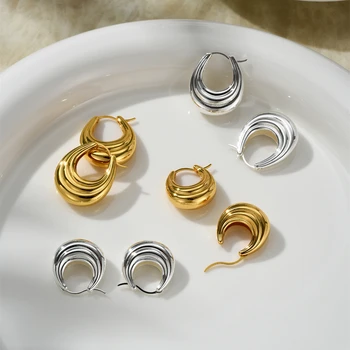 Серьги LONDANY, Французские простые U-образные многослойные ребристые серьги-кольца для женщин, легкие роскошные Ретро-маленькие серьги премиум-класса