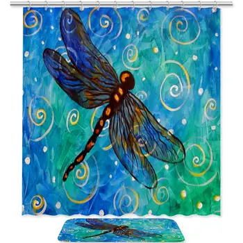 Набор штор для ванной Dragonfly Starry Sky Decor водонепроницаемый с 12 крючками