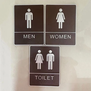 1 шт. Акриловая табличка для ванной комнаты, Съемная задняя самоклеящаяся этикетка для туалета, декоративная наклейка на дверь туалета для мужчин и женщин для отеля